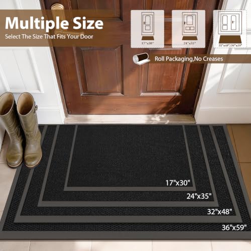 Front Door Mat Outside Entrance Entry Welcome Mat 36"x60" Black Large 3x5ft - color: Black, size: 36"x60"