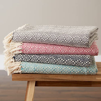 DII Diamond Stitch Woven Throw, Organic Modern, 50 x 60, Rose - color: Rose
