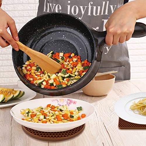 4 Pack Silicone Trivet Mats, Heat Resistant Hot Pot Holders and Pads for Kitchen Countertop, Non-Slip Brown Trivets for Pots and Pans, Hot Plate Coffee Mat - color: 01 Coffee, size: 7x7in