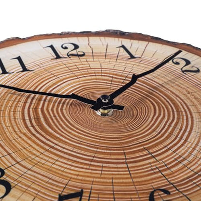 Rustic Wooden Wall Clock 12 Inch Battery Operated Wall Clocks
