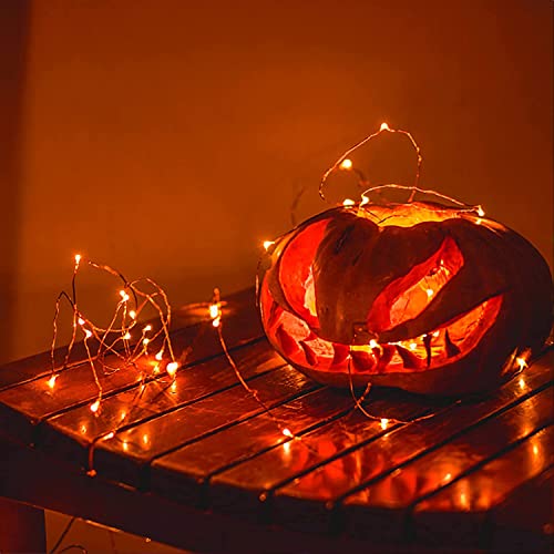 RUICHEN Fairy Lights Plug in with Remote, Copper Wire 33 Ft 100 LED, Orange - color: Orange