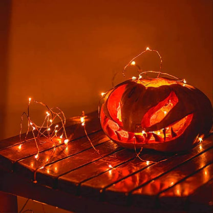 RUICHEN Fairy Lights Plug in with Remote, Copper Wire 33 Ft 100 LED, Orange - color: Orange
