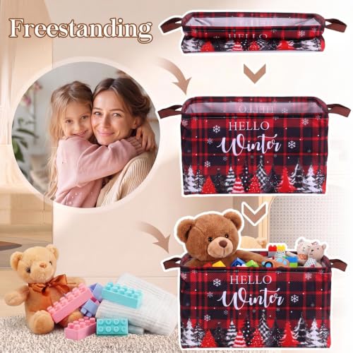 Fourluoo 6 Pack Christmas Storage Basket with Handles Fabric Foldable - color: Christmas, size: 15 L X 9.8 W X 10.2 H