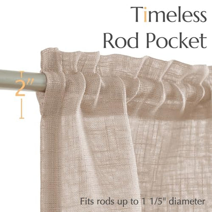 jinchan Kitchen Valance Curtain Double Layers, 50x16, 1 Panel, Warm Beige - color: Double Layer | Warm Beige, size: 50"W x 16"L (Pack of 1)