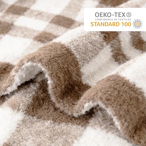 Battilo Plaid Beige Throw Blanket for Couch, Fall Blanket, 50"x60", Beige - color: Beige