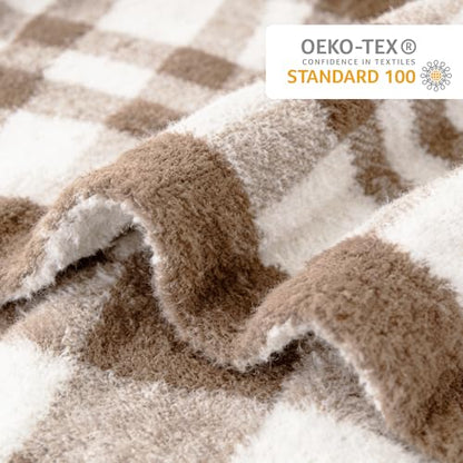Battilo Plaid Beige Throw Blanket for Couch, Fall Blanket, 50"x60", Beige - color: Beige