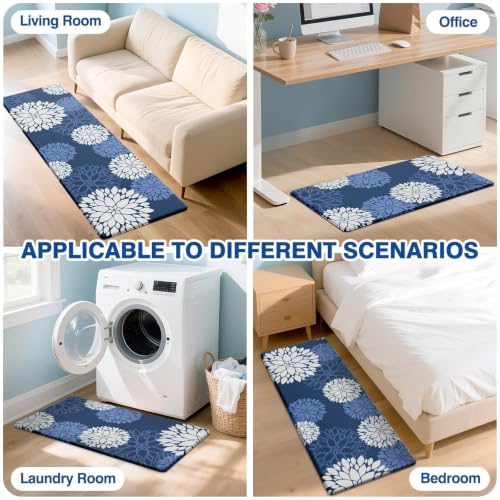 Kitchen Mats 2 Piece Set, Anti Fatigue Non Slip Cushioned Floor Rugs, Blue - size: 17.3"W×59"L+17.3"W×30"L-0.4"Th