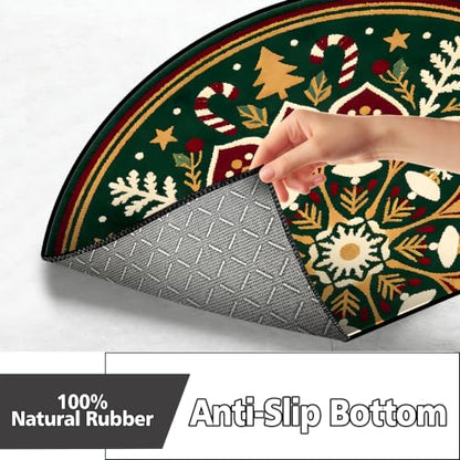 Christmas Half Round Door Mat 24"x36", Non-Slip Indoor Entryway Rug - color: Multicolor-14