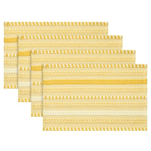 Artoid Mode Yellow Woven Braided Stripe Placemats Set of 4-12x18 Inch - color: Yellow, size: 12" x 18", 4 Pcs