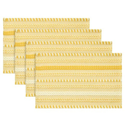 Artoid Mode Yellow Woven Braided Stripe Placemats Set of 4-12x18 Inch - color: Yellow, size: 12" x 18", 4 Pcs