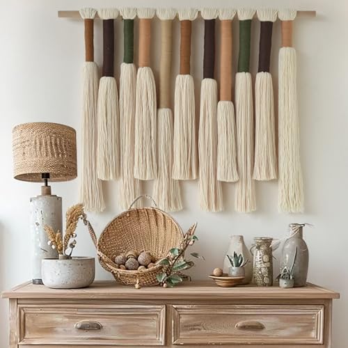Jakalin Macrame Wall Hanging Handmade Yarn Fiber Art Boho Decor 27"Wx 22"L - color: Ivory Colorful
