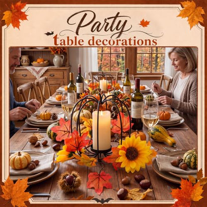 Metal Pumpkin Candle Holder 5.9" x 7.5" Fall Table Dining Centerpiece