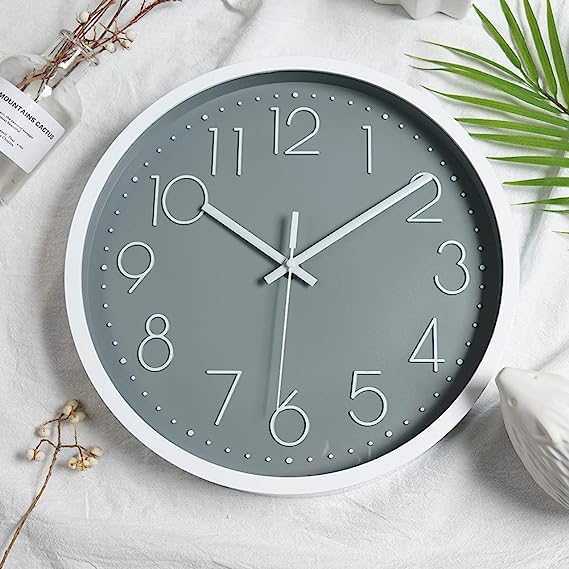 JUSTUP 12 inch Non-Ticking Wall Clock, Battery Operated Modern Wall Clock - color: Gray
