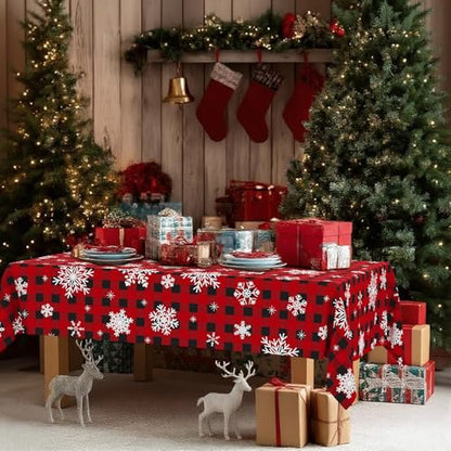 Smiry Disposable Rectangle Plastic 54 x 108 Inch Table Cloth 3 Pack - color: Christmas Red