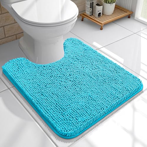 OLANLY Toilet Rugs U-Shaped 20x20, Soft Absorbent Chenille Contour Rugs - color: Aqua Sky, size: 20" X 20" Contour Rug