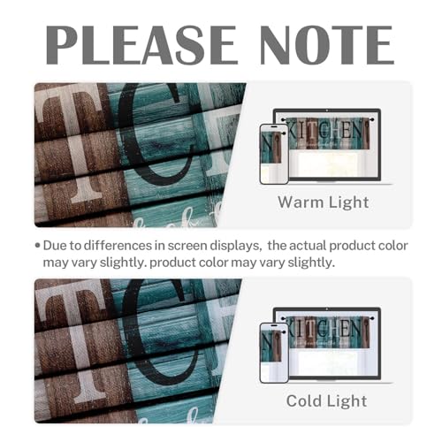 Emvency Valances for Windows, 2 Pack, 52x18 Inch, Farmhouse Coastal - color: Kitchen Teal, size: 52"W x 18"L (Pack of 2)