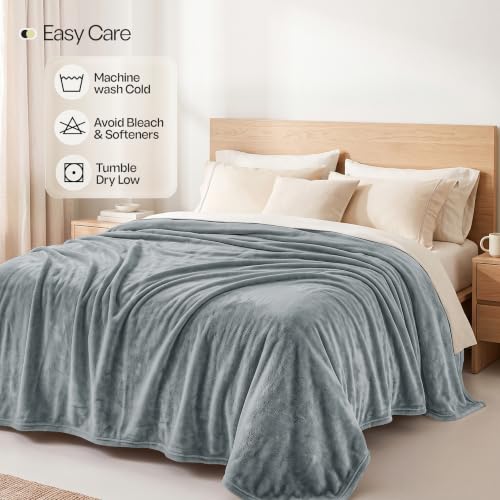 Soft Fleece Blanket for Bed King Size Cool Grey (90x102 Inch) - color: Cool Grey, size: King (90x102 Inch)