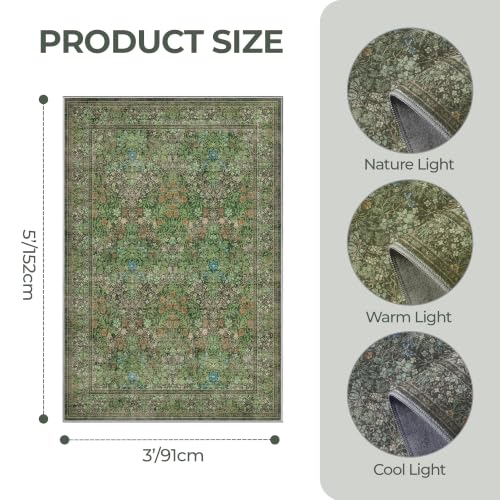 3x5 Rug Small Area Rug Abstract Washable Entryway Rugs, Green - color: Dark Green, size: 3' x 5' (Rectangular)