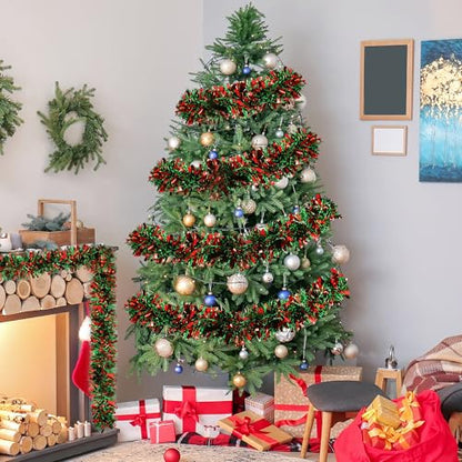 50Ft Red Green Christmas Tinsel Garland Xmas Tree Decorations - color: Red Green