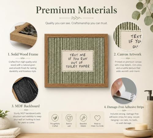 Framed Bathroom Quotes Art, Text Me If You Run Out of Toilet Paper, 12x16in - color: Text Me, size: 12x16in