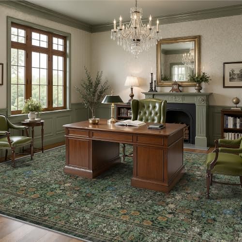 8x10 Area Rugs Floral Large Area Rug Living Room Rug, Green - color: Dark Green, size: 8' x 10' (Rectangular)
