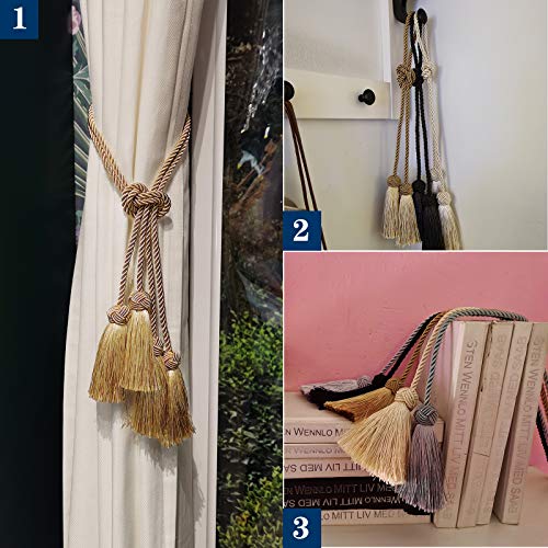 Elegant Tassel Curtain Tiebacks Rope Curtain Tie Backs for Windows Porlau - color: Gold