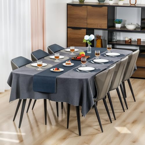 Myir JUN 14" Round Placemats Set of 4, Reversible Dual-Color Place Mats - color: Gray Blue