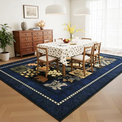 Tepook 5x7 Navy Blue Area Rugs for Living Room Bedroom - color: Blue-b, size: 5' x 7' (Rectangular)