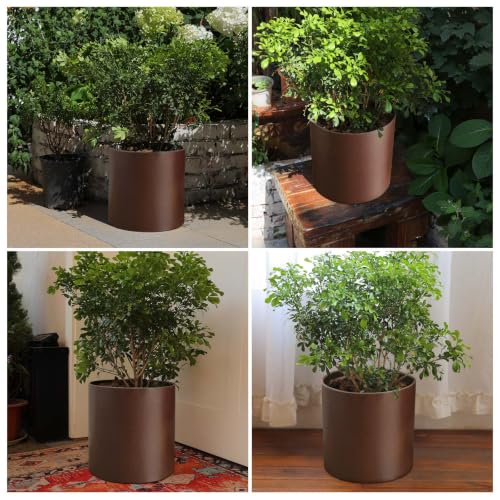 10 Inch Coffee Metal Plant Pot with Drainage Hole, Indoor Outdoor - color: 10 Inch Coffee