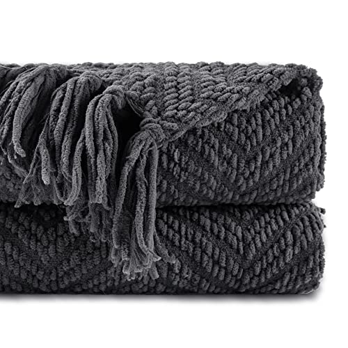 BATTILO HOME Dark Grey Throw Blanket for Couch, 60"x80" - color: Grey, size: 60"x80"