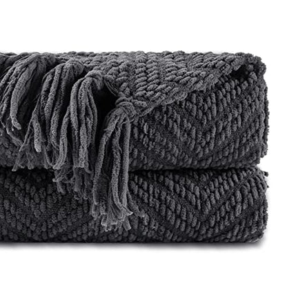 BATTILO HOME Dark Grey Throw Blanket for Couch, 60"x80" - color: Grey, size: 60"x80"
