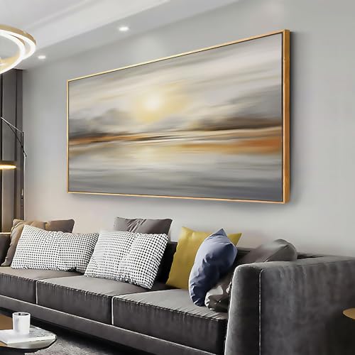 Large Framed Wall Art Abstract Seascape Canvas Printing Wall Decor Artwork for Living Room Bedroom Dining Room Home Office Decor 31x70inch - color: Grey, size: 70"L x 31"W