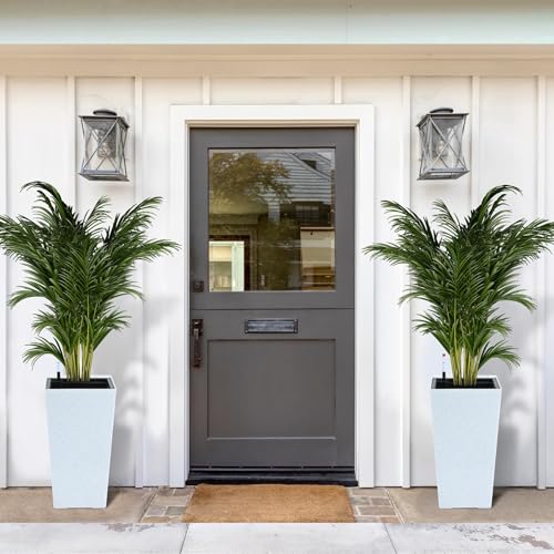 Garvee 22" Self-Watering Tall Planter with Water Level Indicator, Set of 2 - color: White