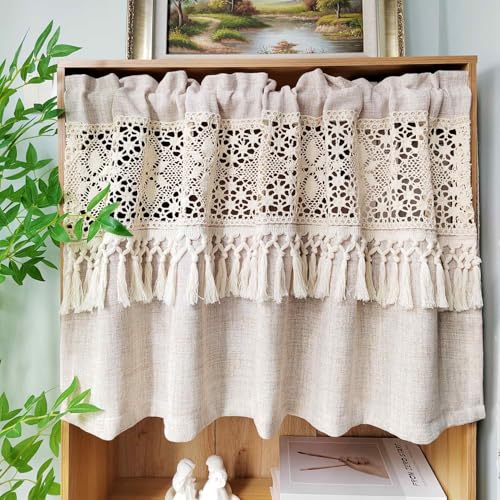 Boho Valances Crochet Tassel Kitchen Cafe Curtains 1PC W59 x L35 - size: 59"W x 35"L (Pack of 1)