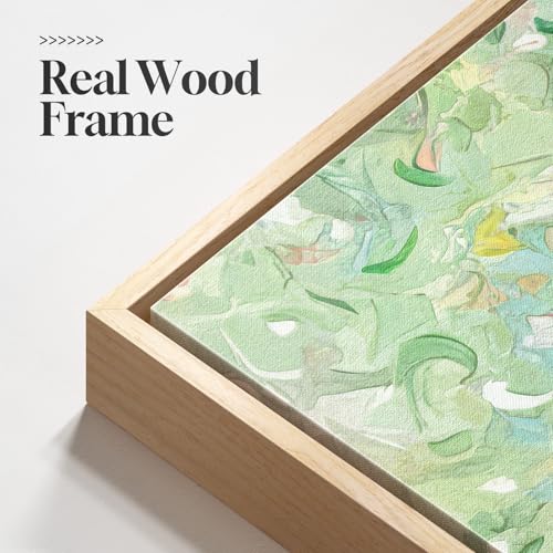 Framed Green Colorful Abstract Wall Art, Horizontal 1 Piece 36x24 In - color: Green Colorful