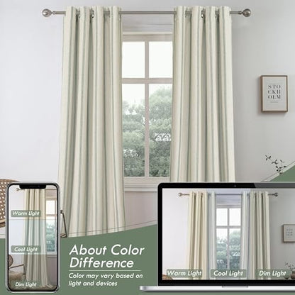 DriftAway Farmhouse Stripe Blackout Curtains, W52xL96, Loden Green - color: G Loden Green Stripe, size: 52"W x 96"L (Pack of 2)