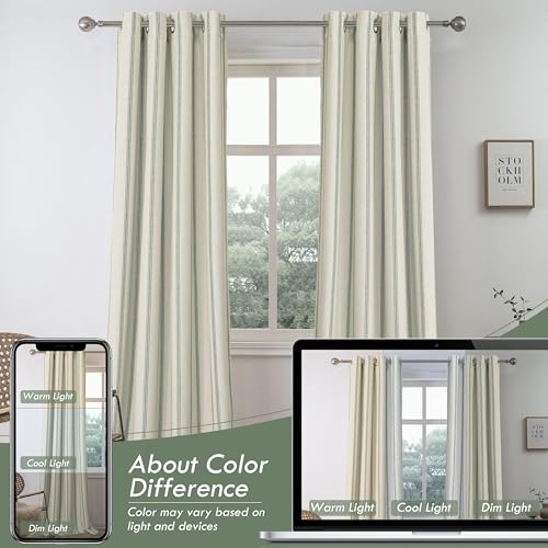 DriftAway Farmhouse Stripe Blackout Curtains, Grommet, W52xL72, Loden Green - color: G Loden Green Stripe, size: 52"W x 72"L (Pack of 2)