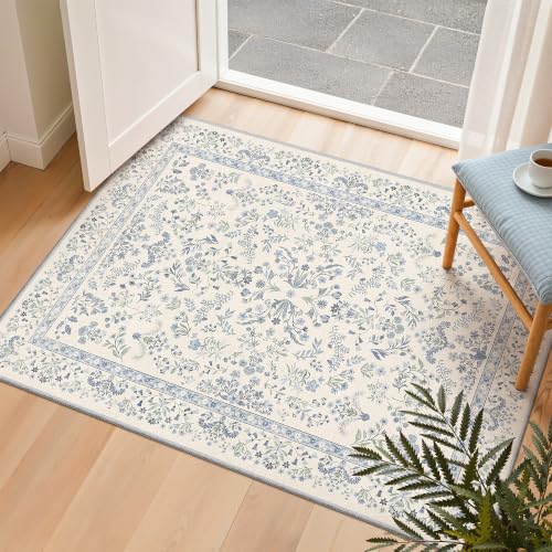 2x3 Kitchen Rugs Floral Small Washable Entryway Rug, Light Blue - color: Blue, size: 2' x 3' (Rectangular)