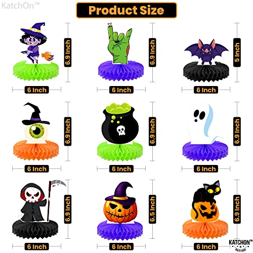 KatchOn Halloween Honeycomb Centerpieces, Pack of 9 - color: Green, Orange & Black