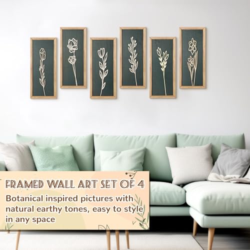 Wesiti 6 Pcs 3D Boho Wall Art, Wooden Floral Bedroom Wall Decor, Green - color: Green