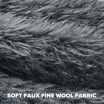 FUTEI Pack of 2 Faux Wool Throw Pillow Covers 18x18 Inch, Dark Grey - color: Dark Grey