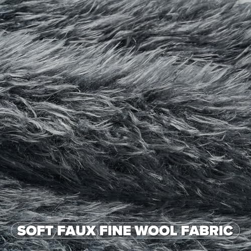 FUTEI Pack of 2 Faux Wool Throw Pillow Covers 18x18 Inch, Dark Grey - color: Dark Grey