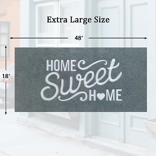 AAZZKANG Gray Long Doormat 48"x18" with Non Slip Rubber Backing Easy to Clean Home Sweet Home Welcome Entrance Mat - color: Dimgray, size: 18" x 48" (Rectangular)