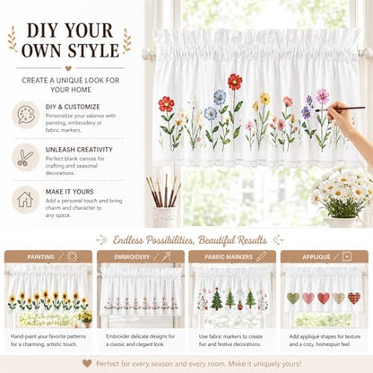 White Cotton Crochet Edge Window Valance, 18" L x 40" W, 2 Panels - color: White, size: 18"L x 40"W (Pack of 2)