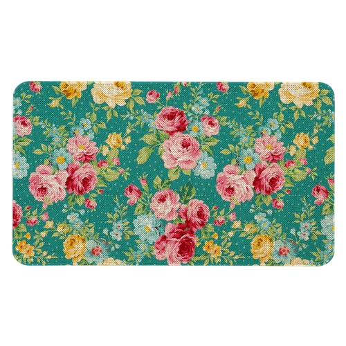 Boho Floral Kitchen Mats Non Slip Farmhouse Flowers Kitchen Rugs Bohemia Home Decor Low-Profile Washable Floor Mat 30x17 Inch - color: Boho Kitchen Mat-05, size: 30x17 inch