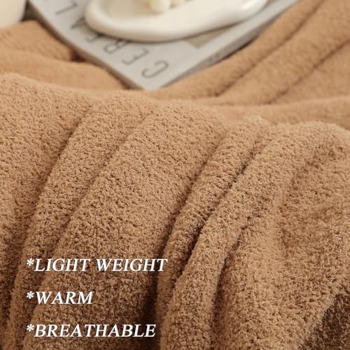 bearberry Knit Throw Blanket 60x80 Camel Super Soft Plush for Couch - color: Camel, size: Twin(60″x80″)