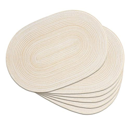 Placemats Set of 6, Woven Oval Braided Dining Table Mats(Beige) - color: Beige, size: 6 pcs