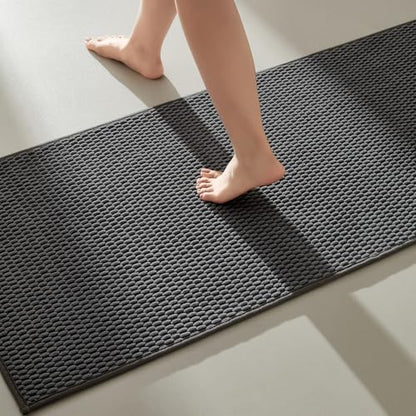 TYUU Bathroom Runner Rugs, Long Bath Mat Runner Washable Thin Quick Dry Low Pile Bathroom Runner Rugs Non Slip, Dark Grey 24"x70" - color: Dark Grey, size: 2' X 5'10" (Runner)