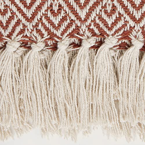 DII Diamond Throw Collection Cotton Woven, 50x60, Cinnamon - color: Cinnamon, size: 50x60"