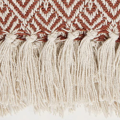 DII Diamond Throw Collection Cotton Woven, 50x60, Cinnamon - color: Cinnamon, size: 50x60"